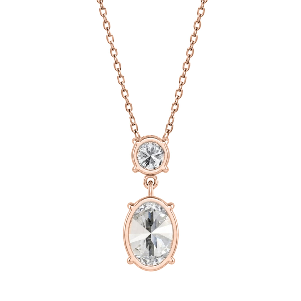 3-5 ctw Round-Oval 2 Stone Pendant
