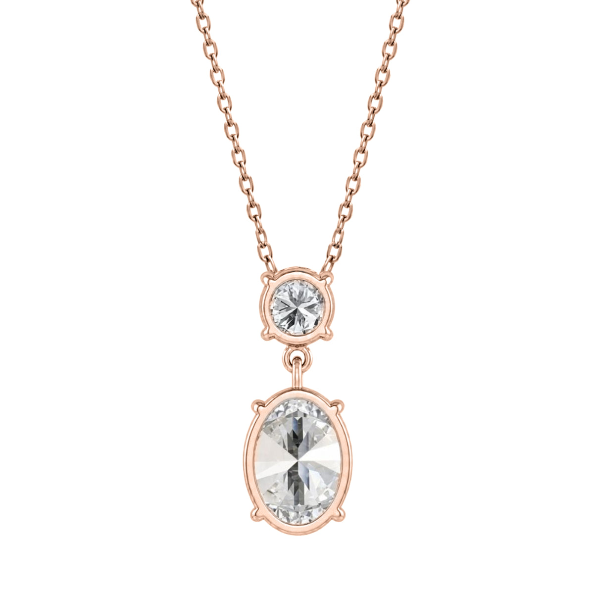 3-5 ctw Round-Oval 2 Stone Pendant