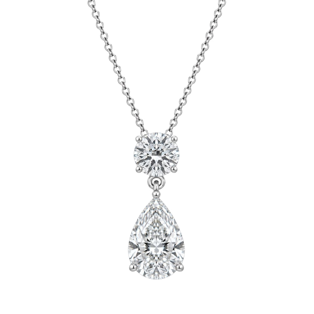 3 & 5 ctw Round-Pear 2 Stone Pendant