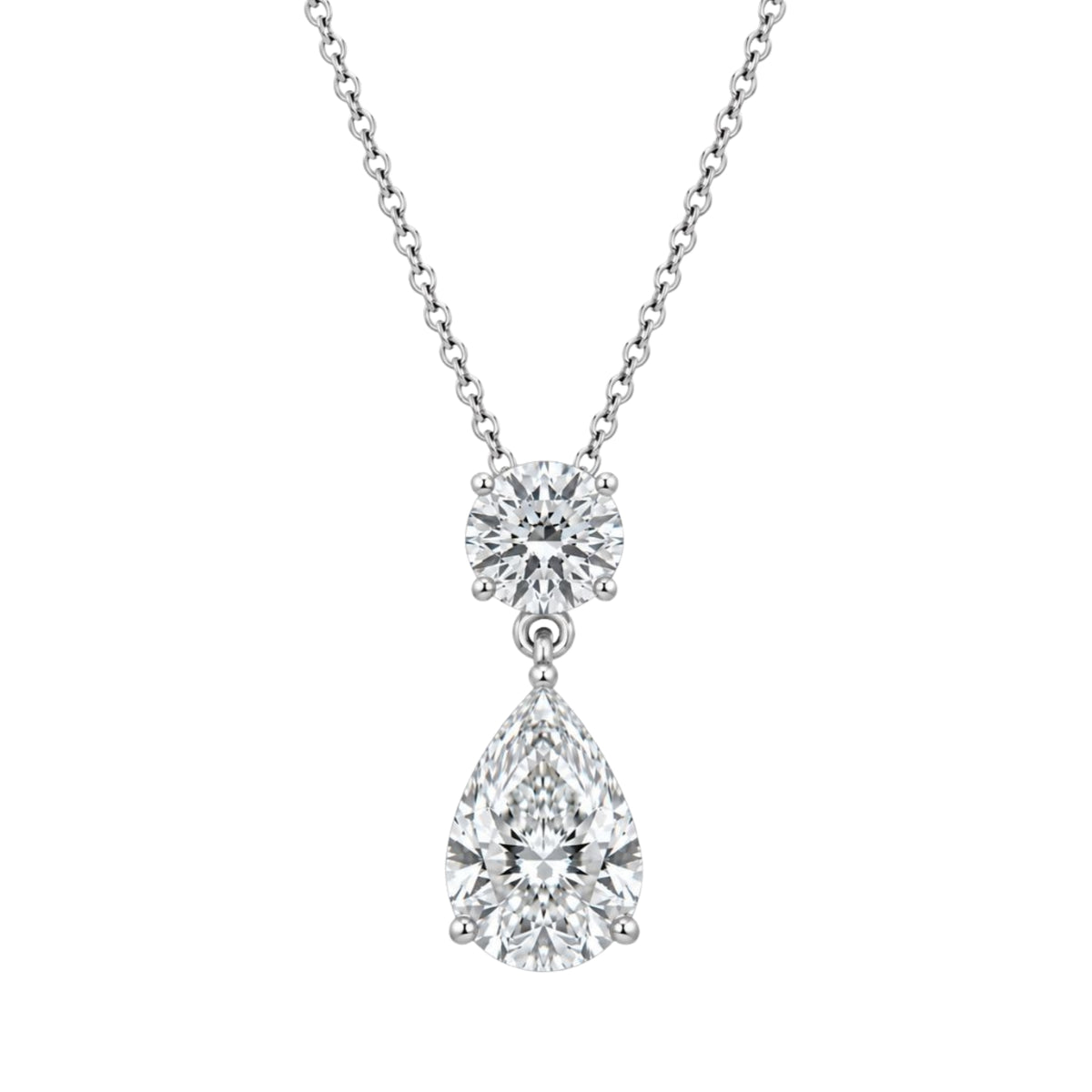 3 & 5 ctw Round-Pear 2 Stone Pendant