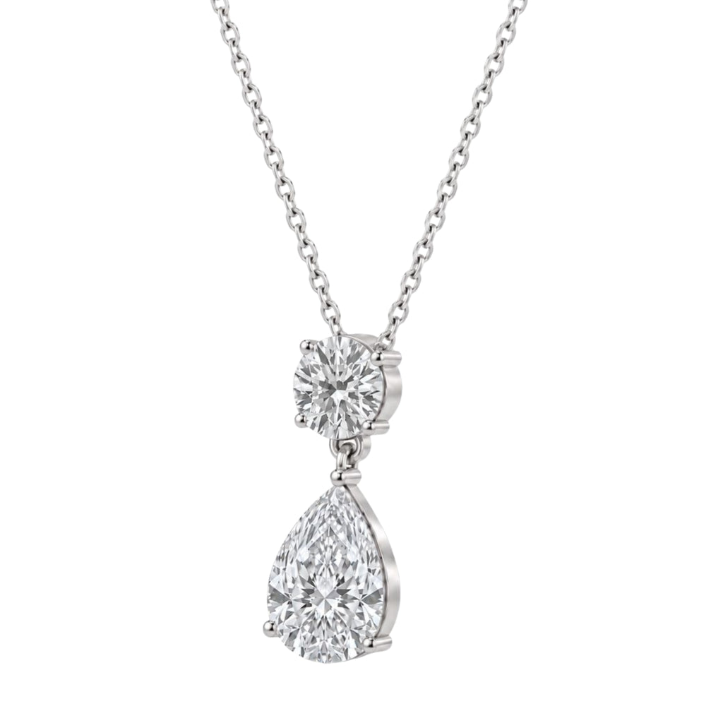 3 & 5 ctw Round-Pear 2 Stone Pendant