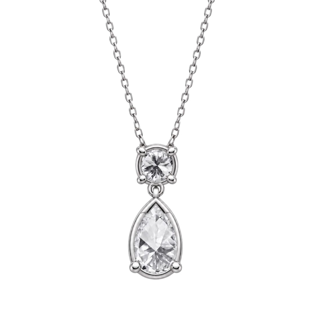 3 & 5 ctw Round-Pear 2 Stone Pendant