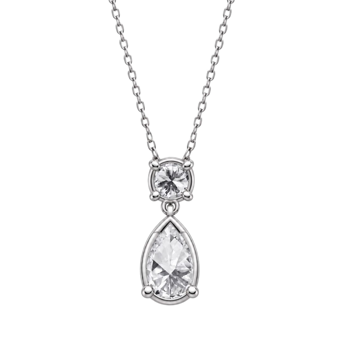 3 & 5 ctw Round-Pear 2 Stone Pendant
