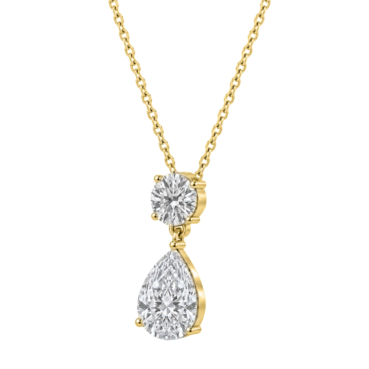 3 & 5 ctw Round-Pear 2 Stone Pendant