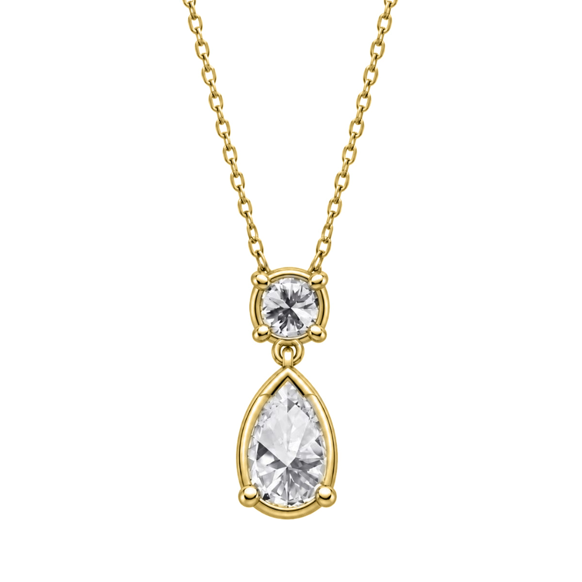 3 & 5 ctw Round-Pear 2 Stone Pendant