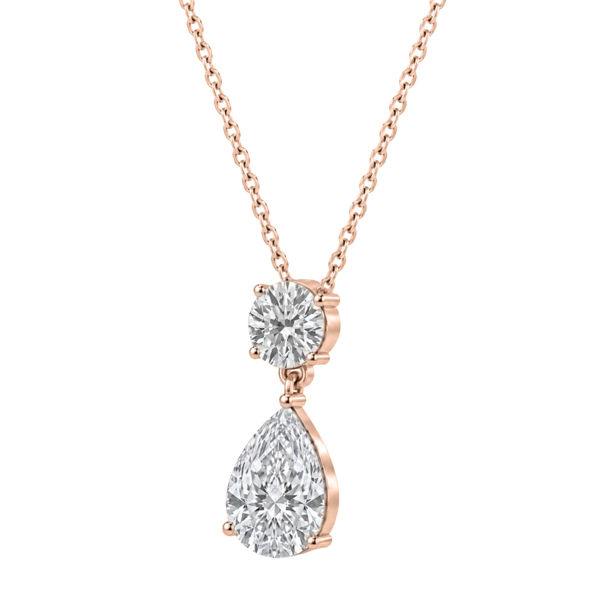 3 & 5 ctw Round-Pear 2 Stone Pendant