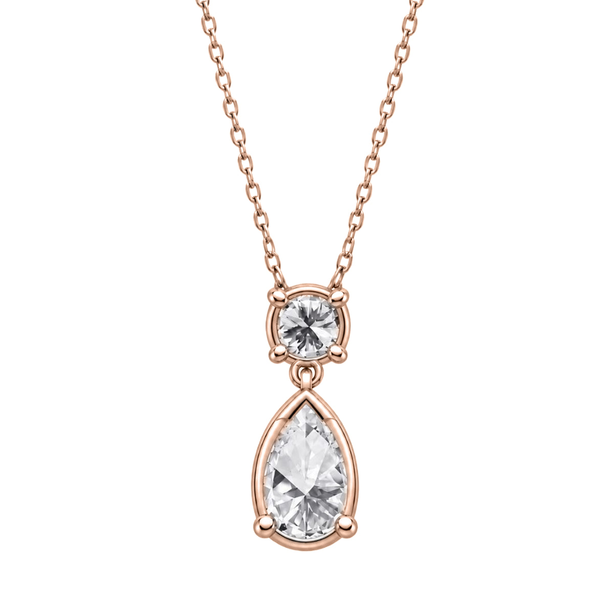 3 & 5 ctw Round-Pear 2 Stone Pendant