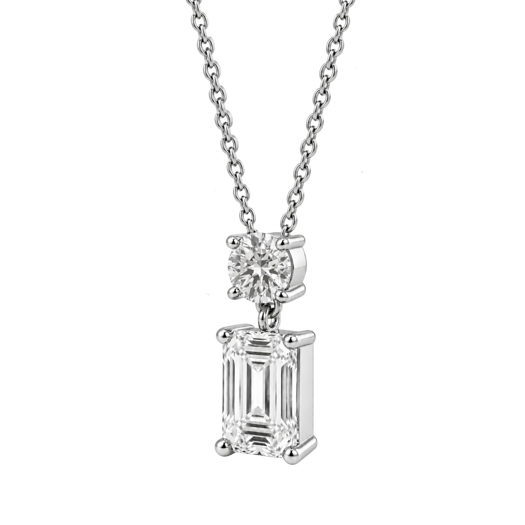 3-5 ctw Round-Emerald 2 Stone Pendant