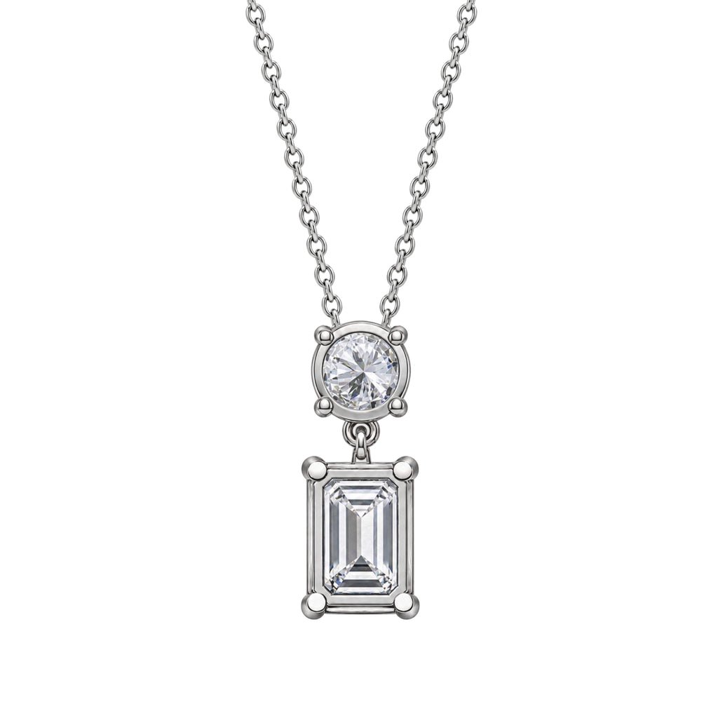 3-5 ctw Round-Emerald 2 Stone Pendant