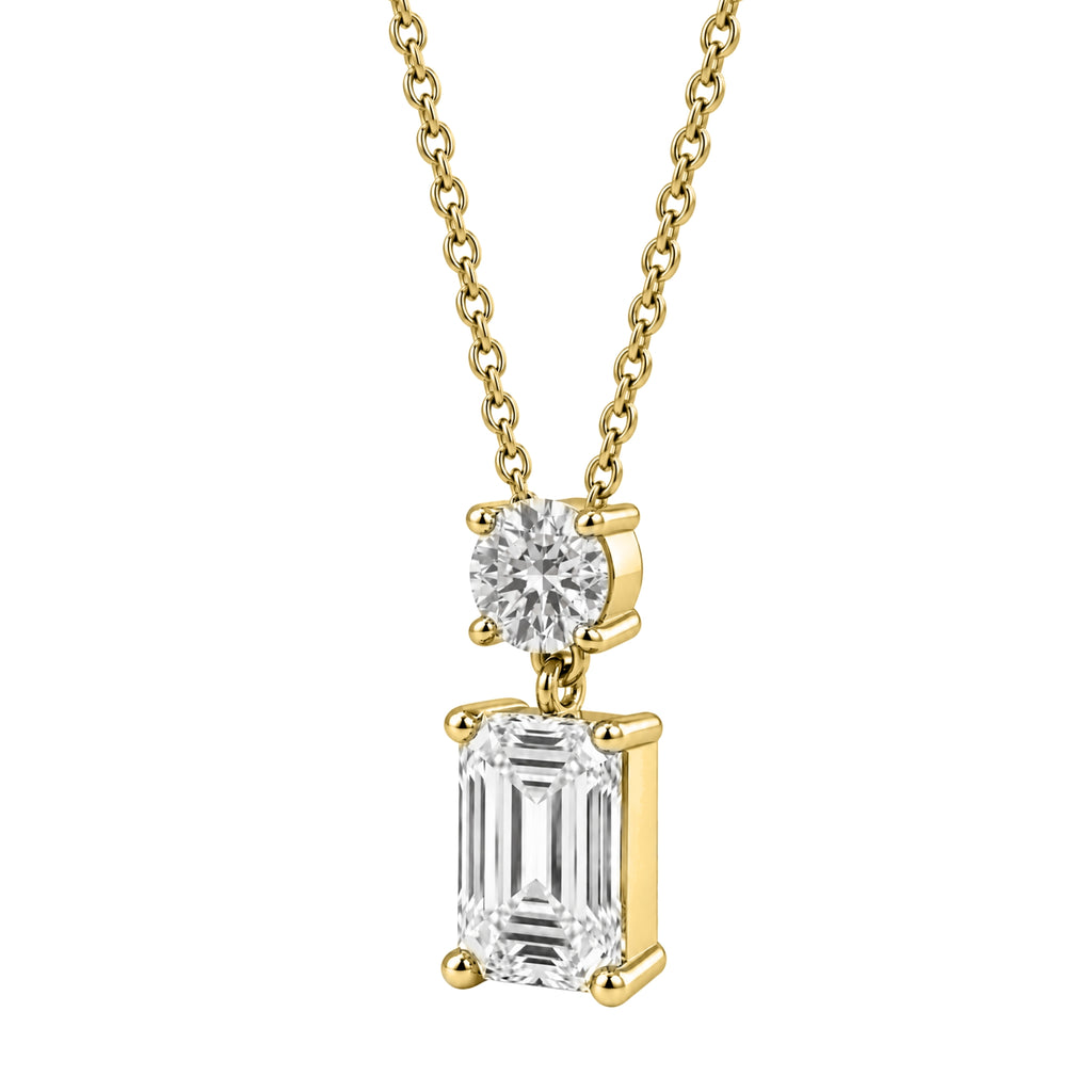 3-5 ctw Round-Emerald 2 Stone Pendant