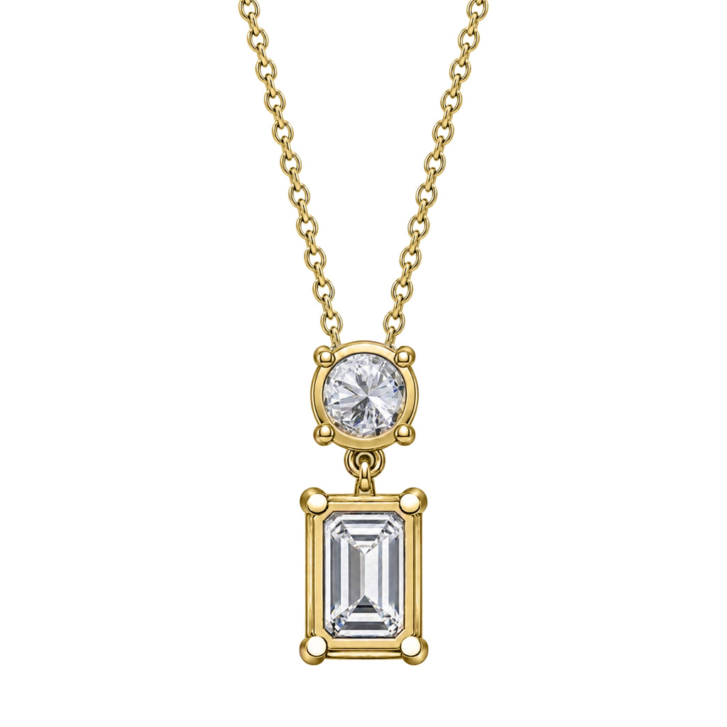 3-5 ctw Round-Emerald 2 Stone Pendant