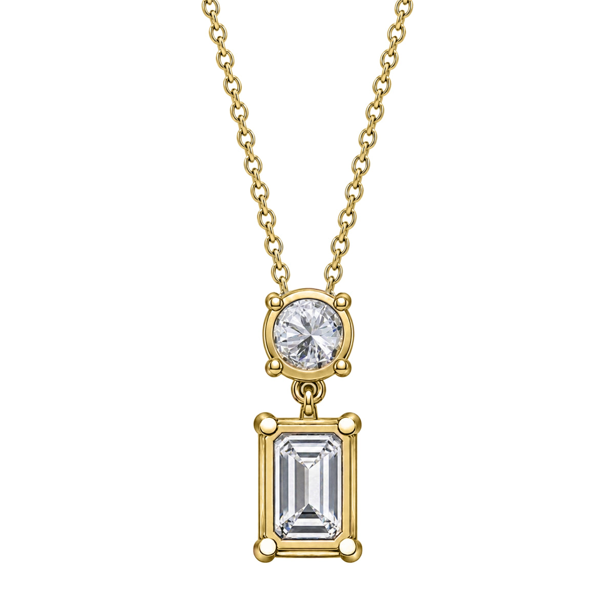 3-5 ctw Round-Emerald 2 Stone Pendant