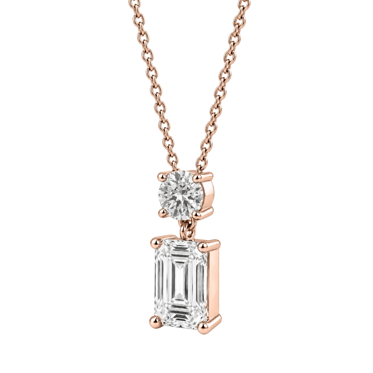 3-5 ctw Round-Emerald 2 Stone Pendant