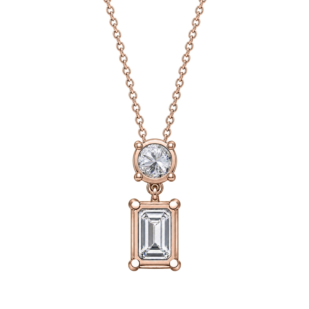 3-5 ctw Round-Emerald 2 Stone Pendant