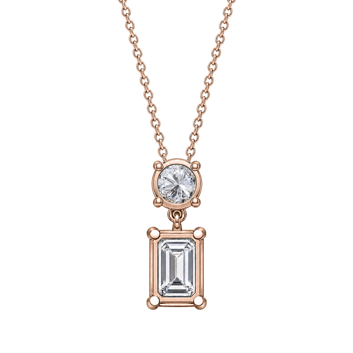 3-5 ctw Round-Emerald 2 Stone Pendant