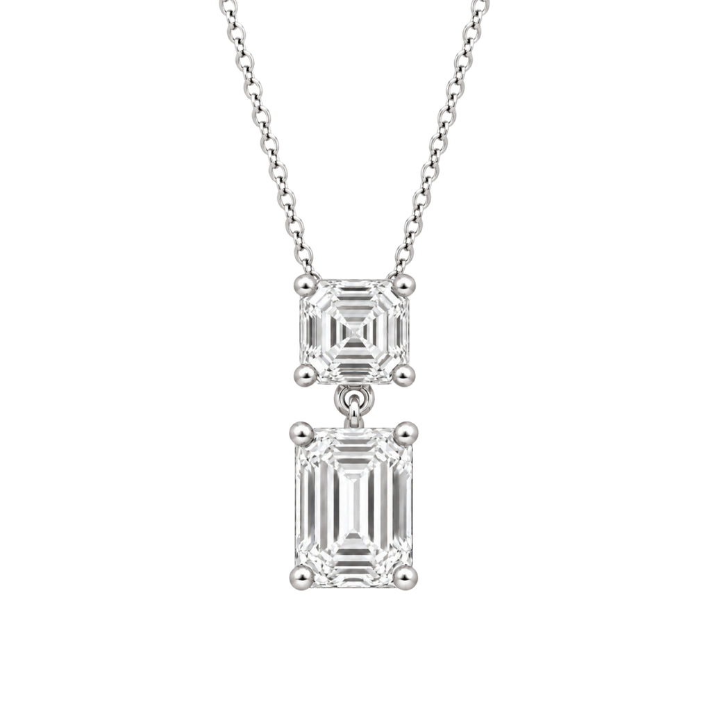 3-5 ctw Round-Asscher 2 Stone Pendant
