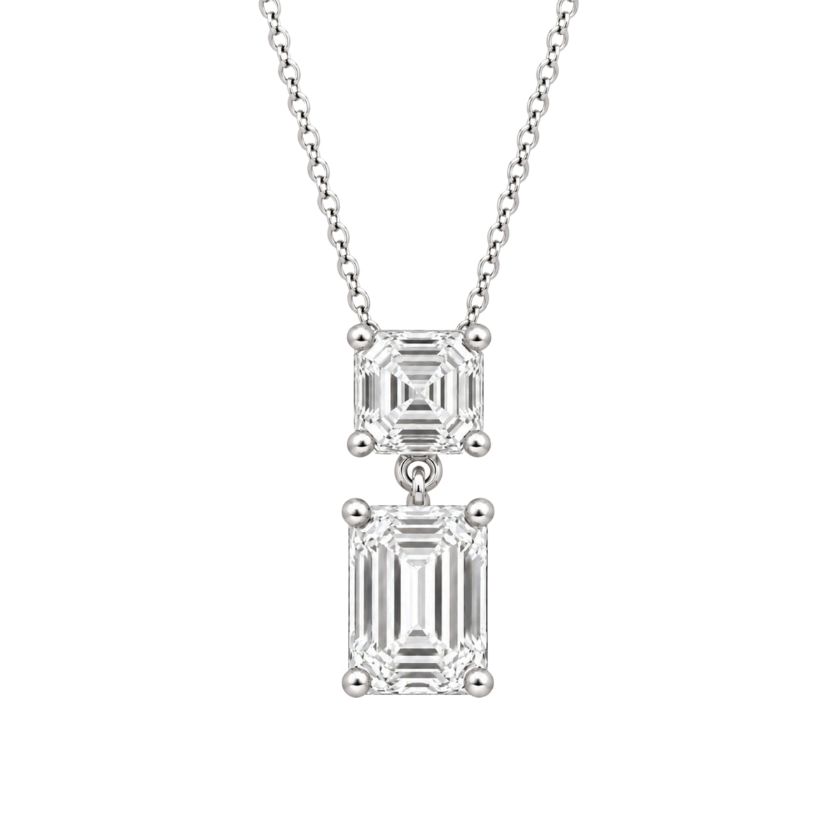 3-5 ctw Round-Asscher 2 Stone Pendant