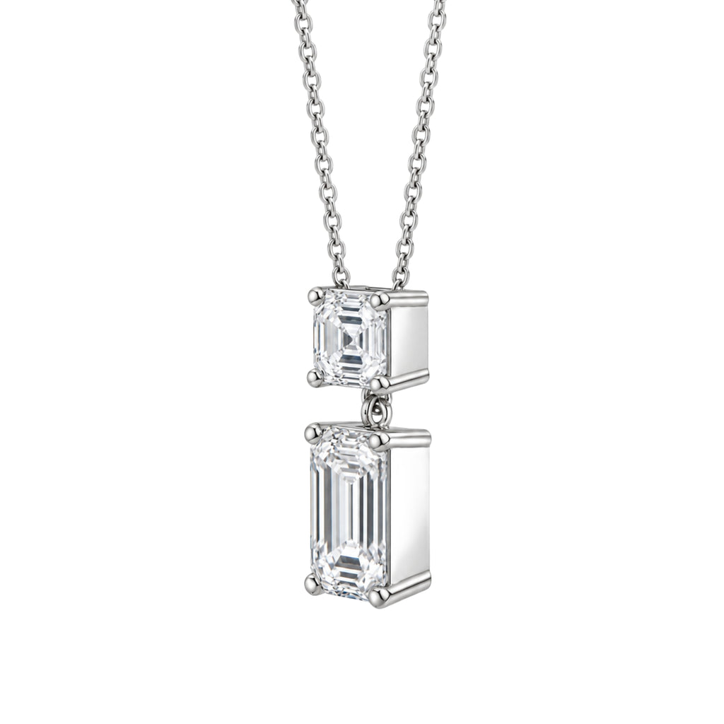 3-5 ctw Round-Asscher 2 Stone Pendant
