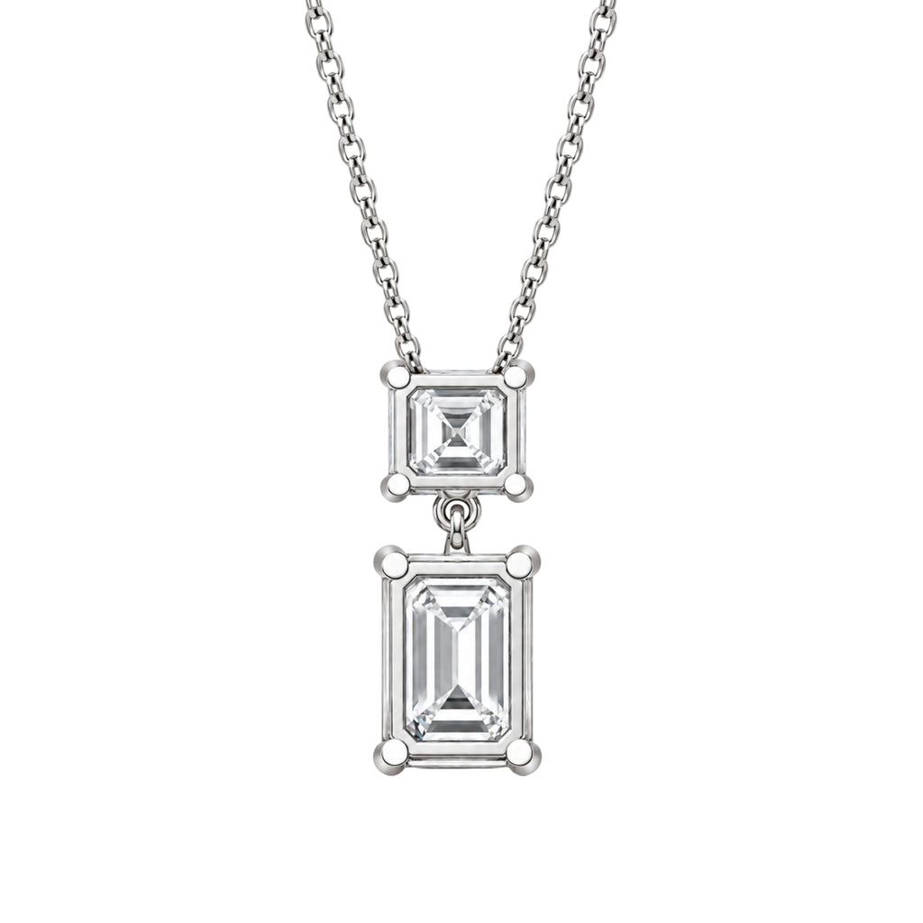 3-5 ctw Round-Asscher 2 Stone Pendant