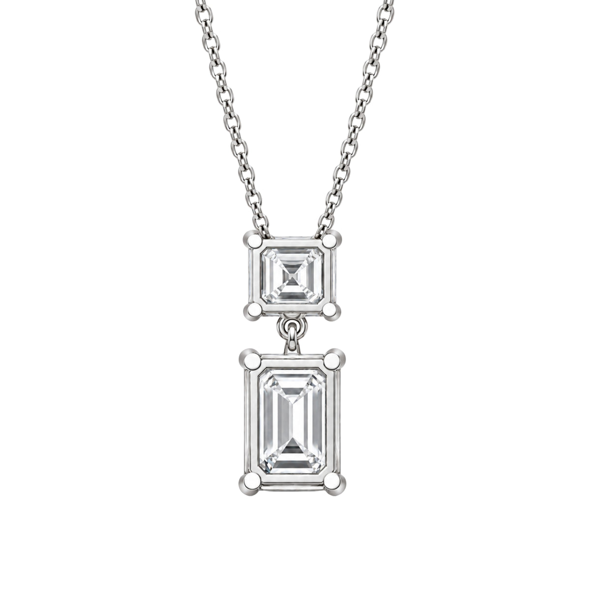 3-5 ctw Round-Asscher 2 Stone Pendant