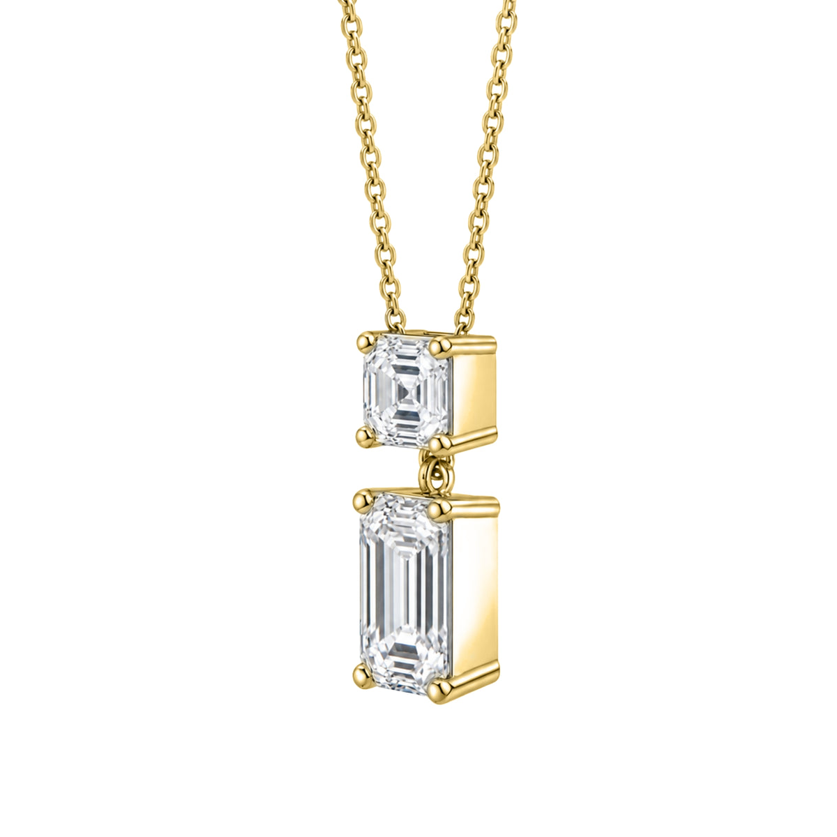 3-5 ctw Round-Asscher 2 Stone Pendant