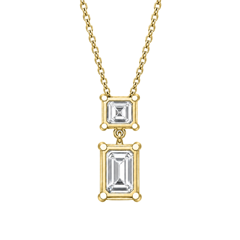 3-5 ctw Round-Asscher 2 Stone Pendant