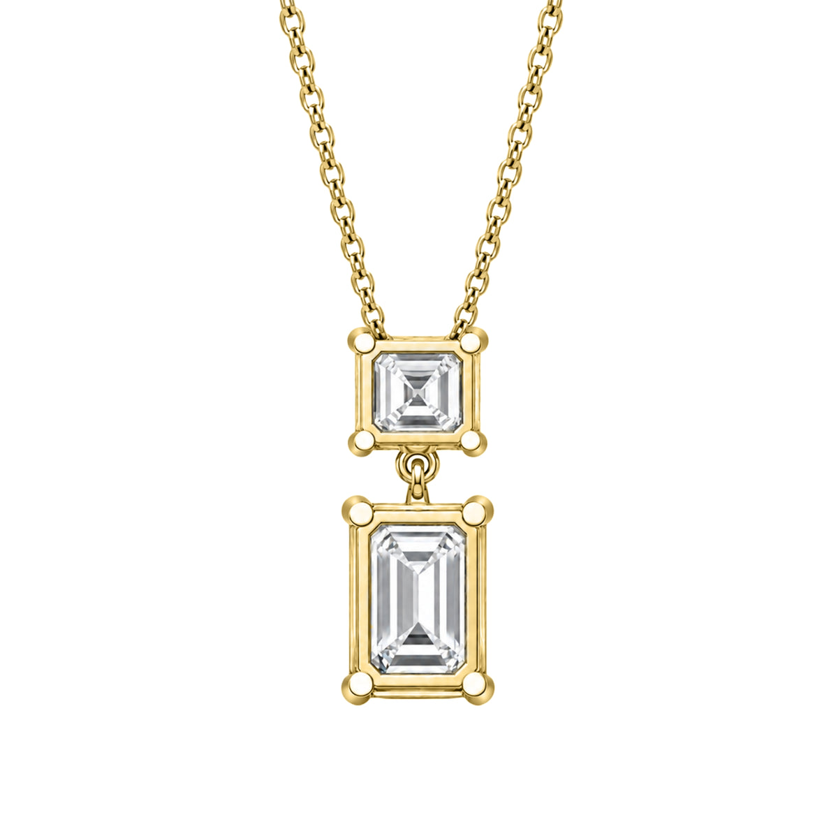 3-5 ctw Round-Asscher 2 Stone Pendant