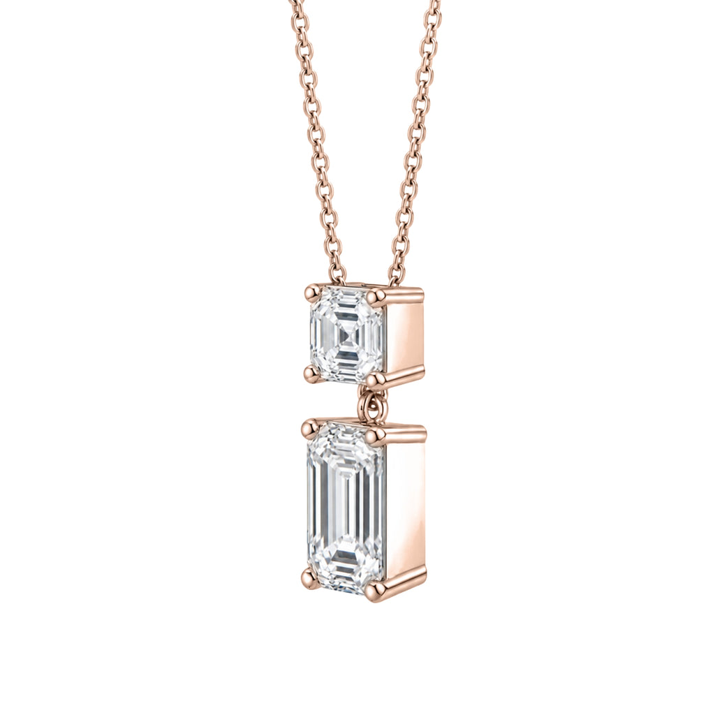 3-5 ctw Round-Asscher 2 Stone Pendant