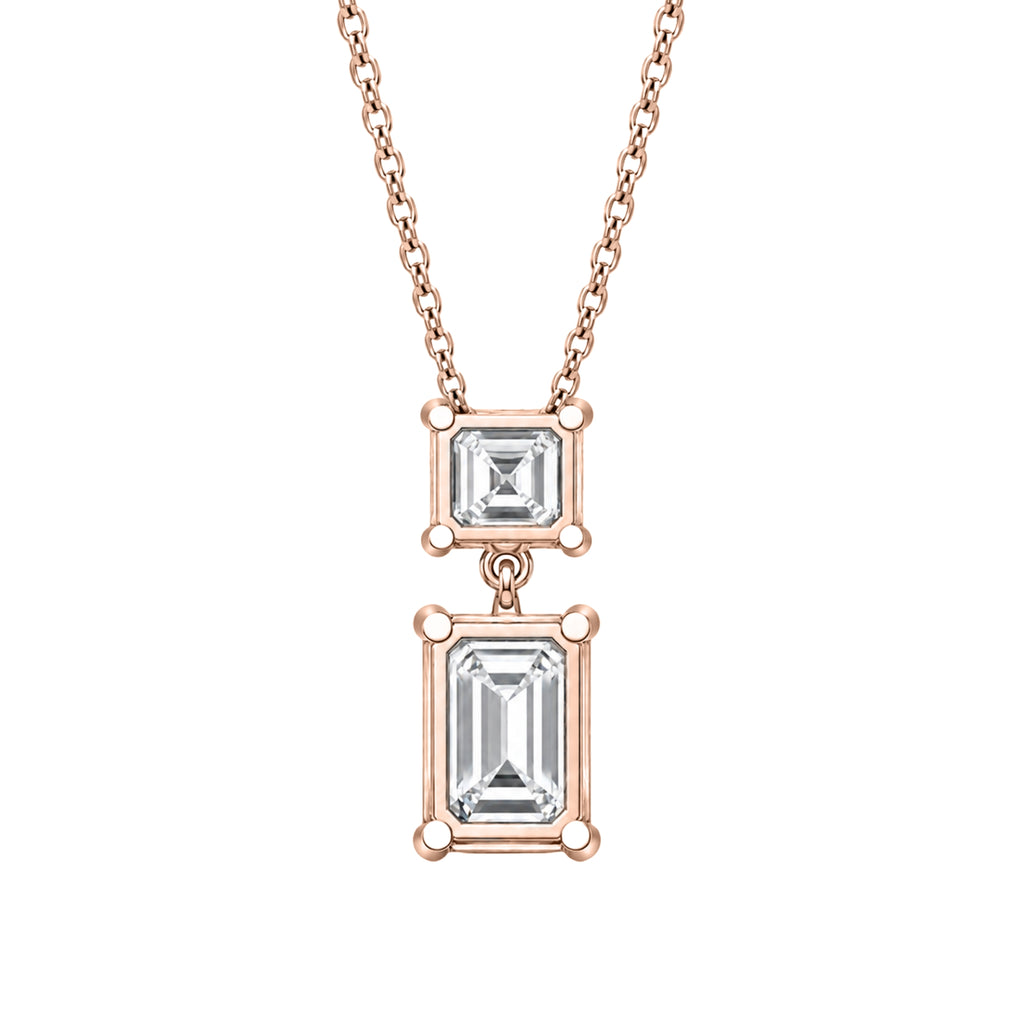 3-5 ctw Round-Asscher 2 Stone Pendant