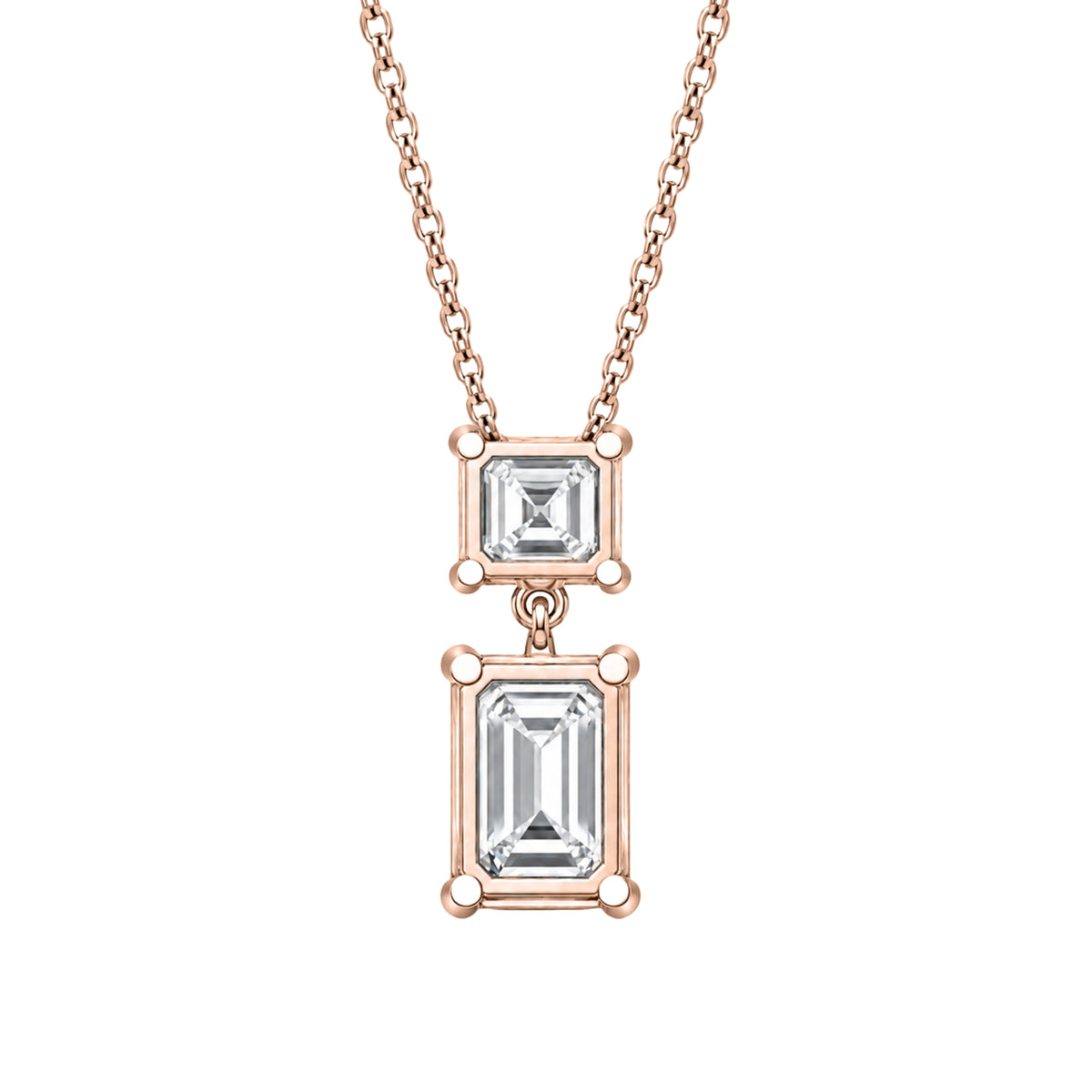 3-5 ctw Round-Asscher 2 Stone Pendant