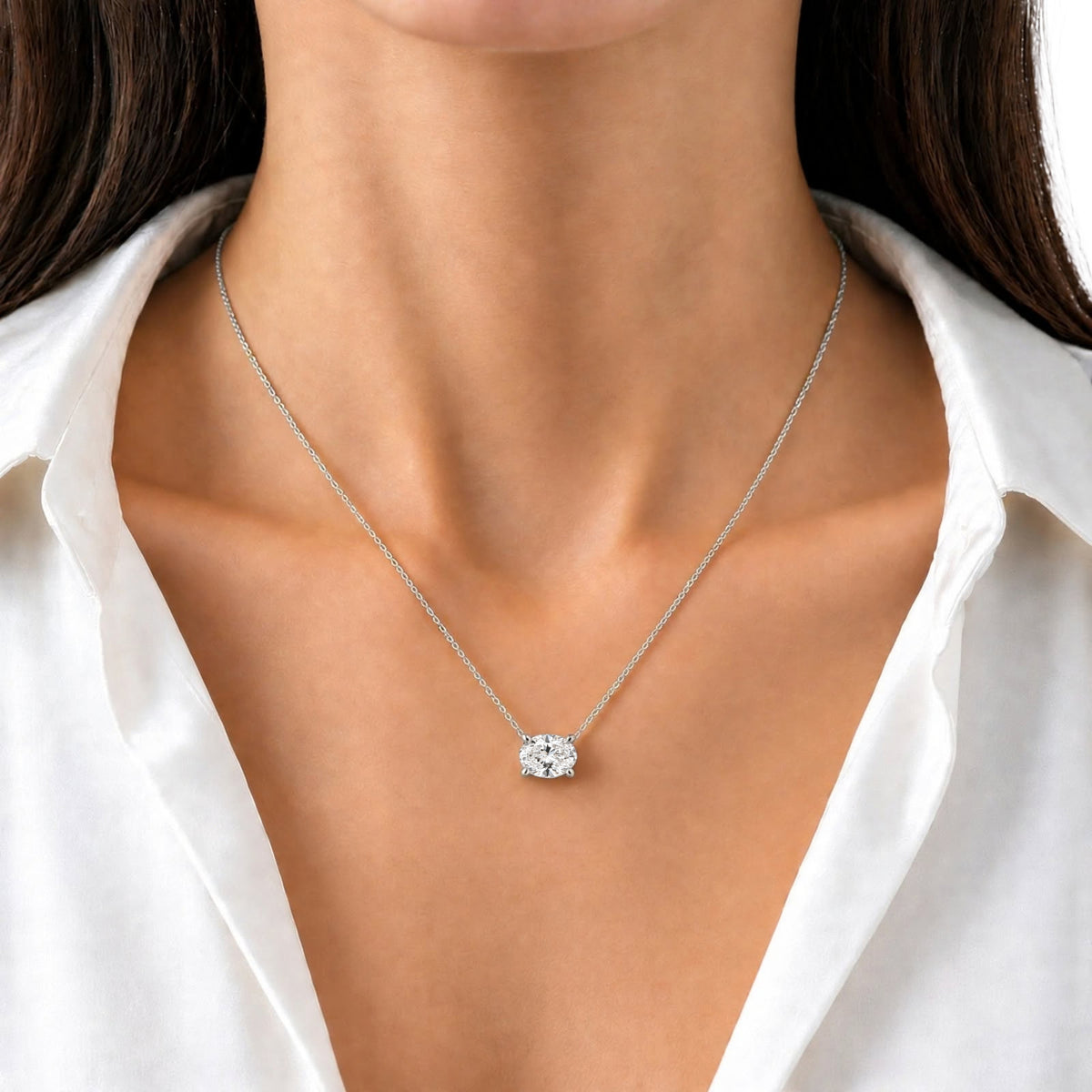 Oval Solitaire Pendant Necklace