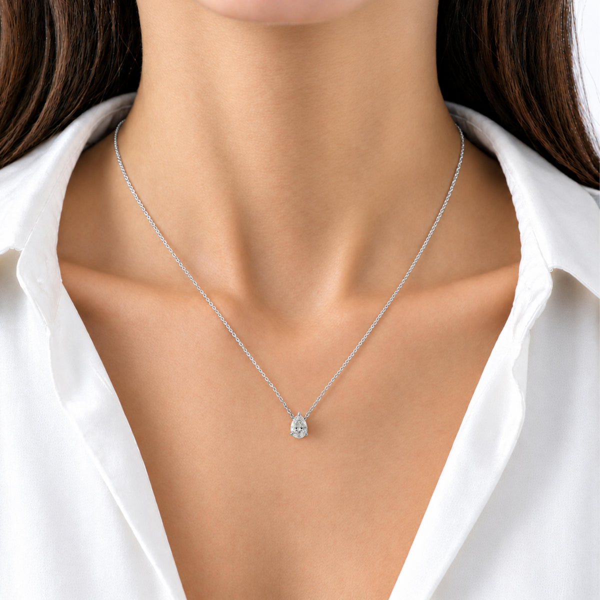 1-6 ctw Pear Solitaire Pendant Necklace