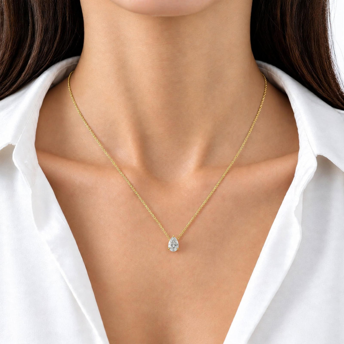 1-6 ctw Pear Solitaire Pendant Necklace
