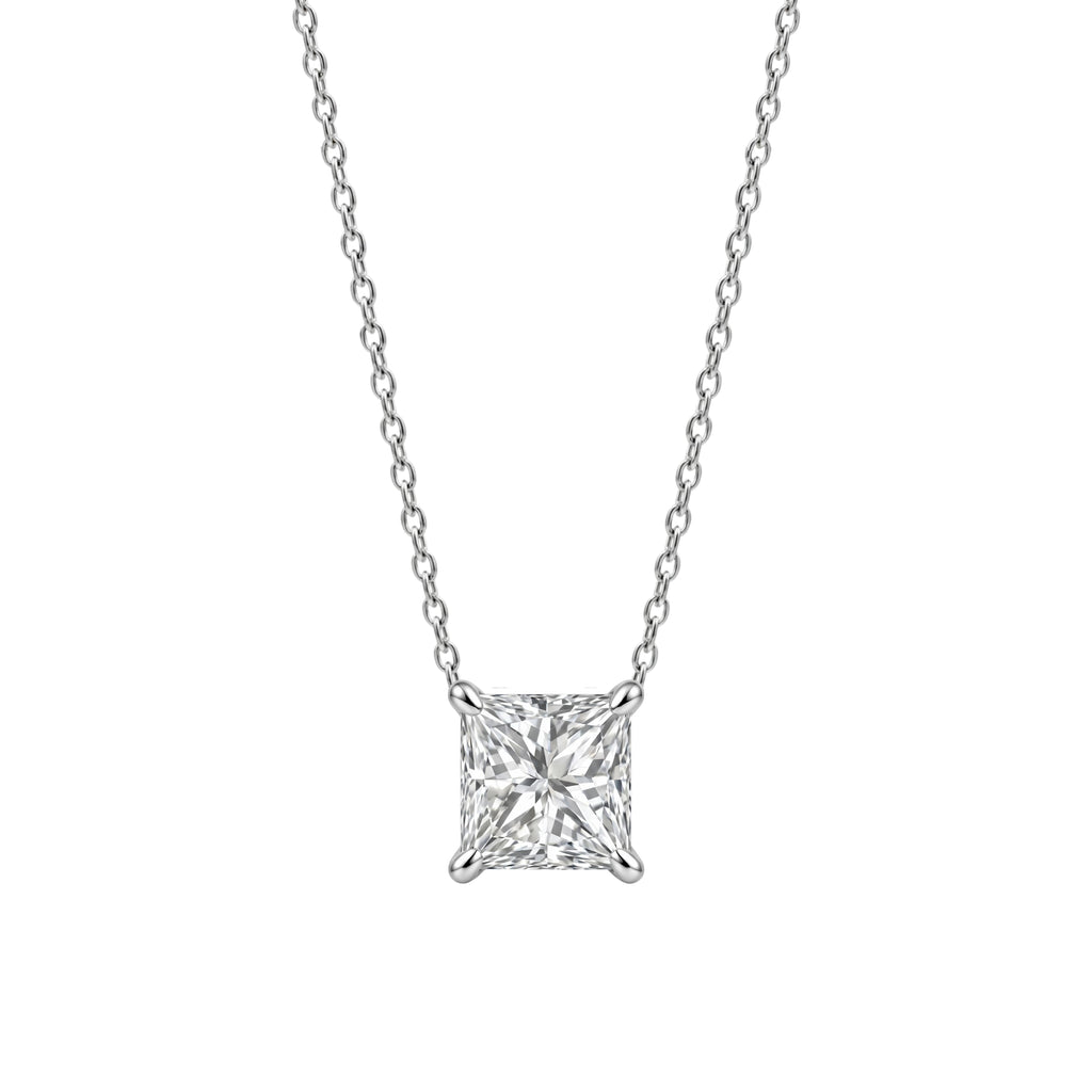 1-6 ctw Princess Solitaire Pendant Necklace