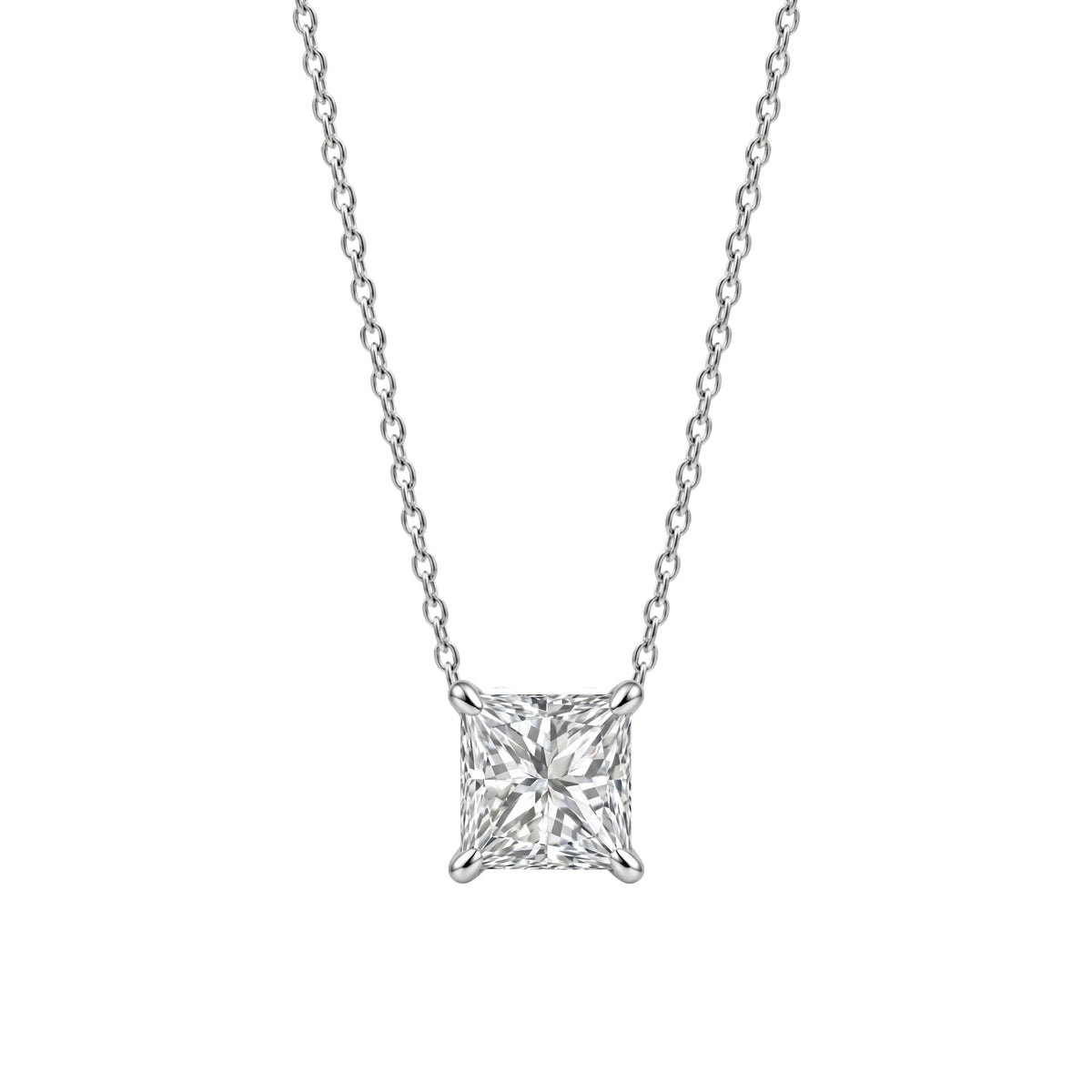 1-6 ctw Princess Solitaire Pendant Necklace