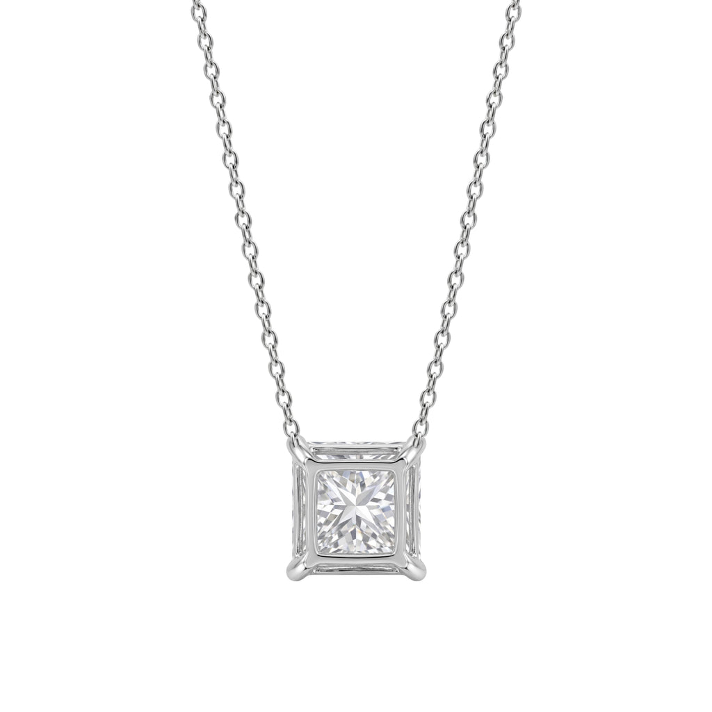 1-6 ctw Princess Solitaire Pendant Necklace
