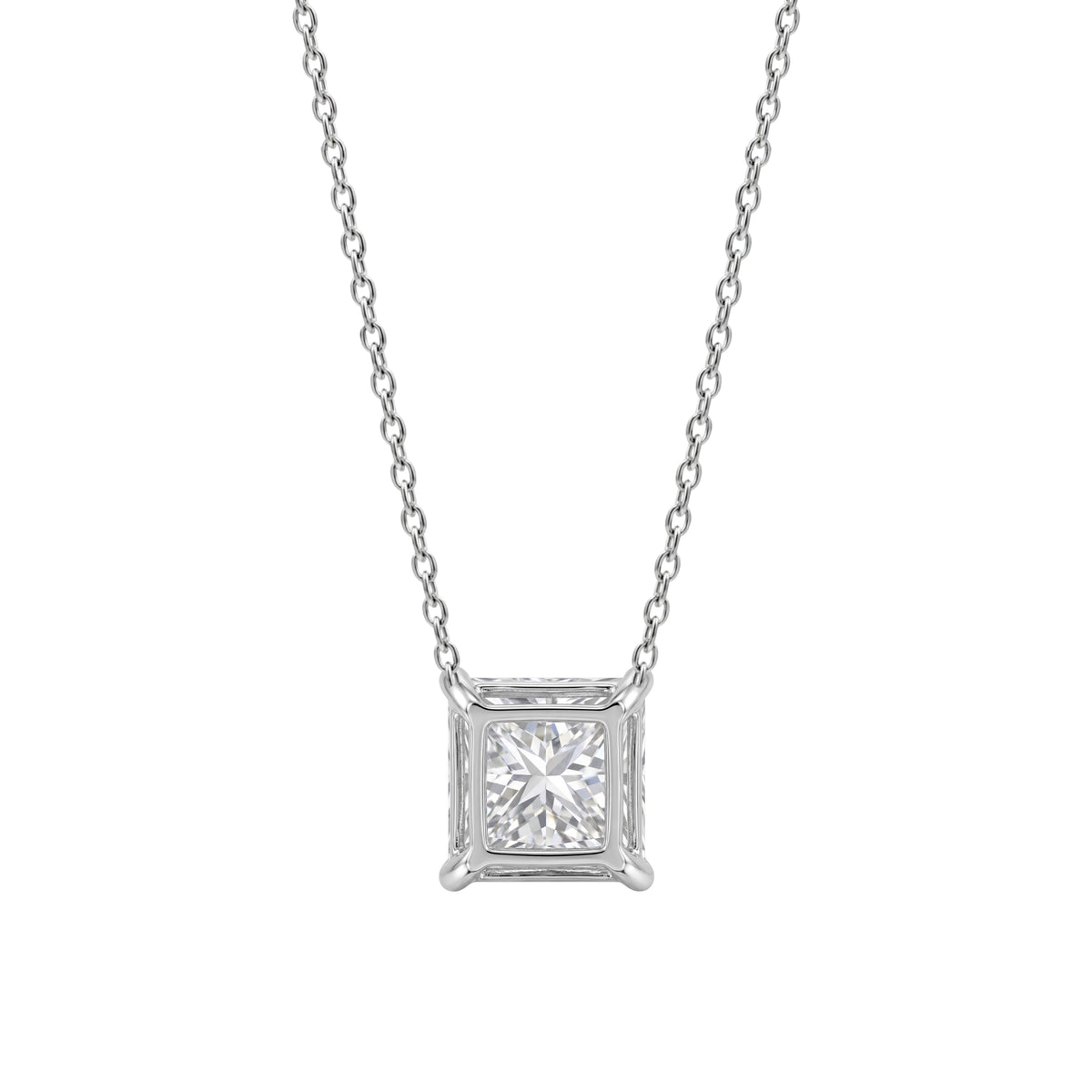 1-6 ctw Princess Solitaire Pendant Necklace