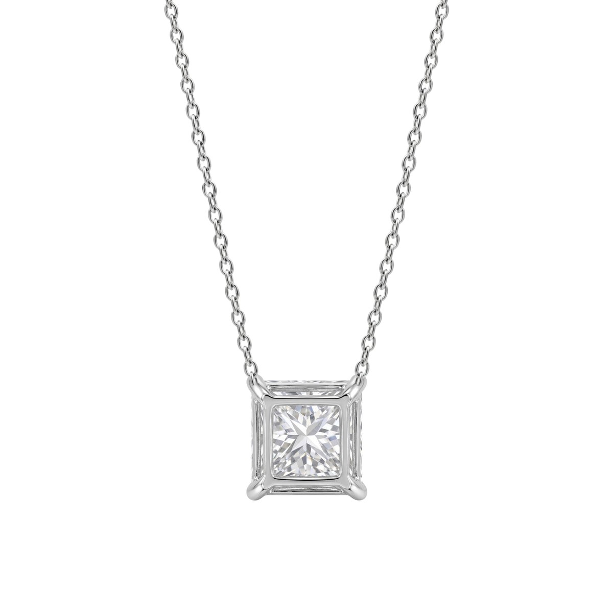 Princess Solitaire Pendant Necklace