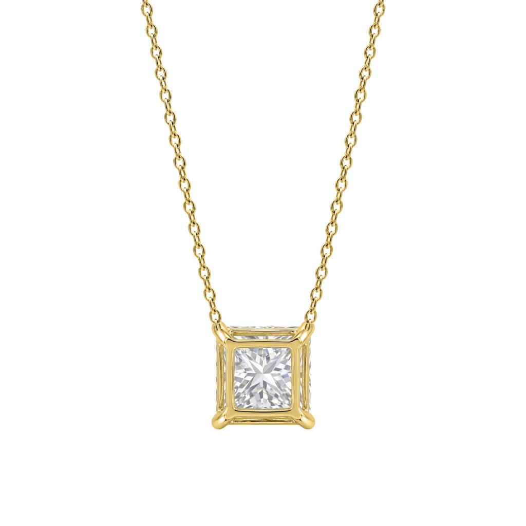 1-6 ctw Princess Solitaire Pendant Necklace