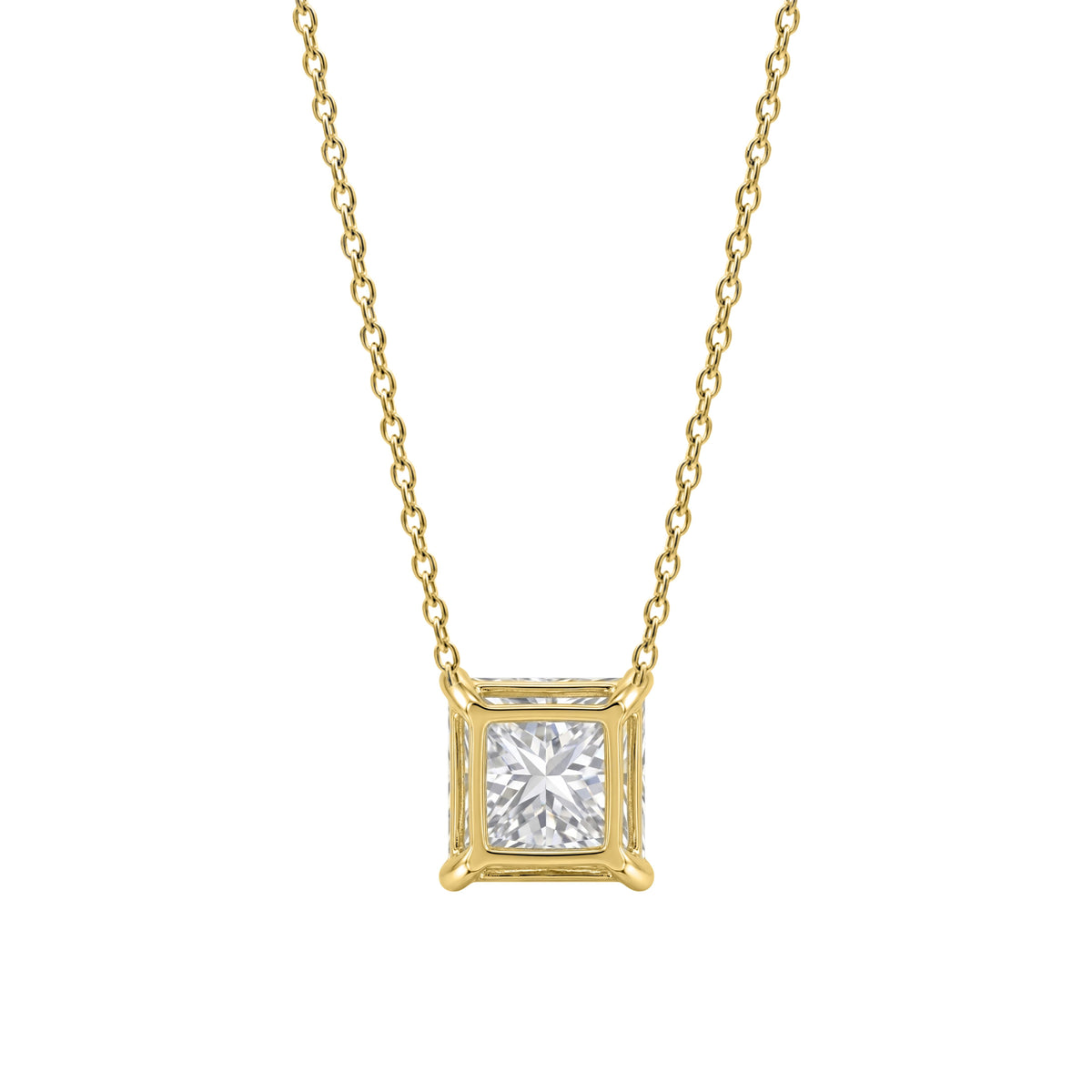 1-6 ctw Princess Solitaire Pendant Necklace