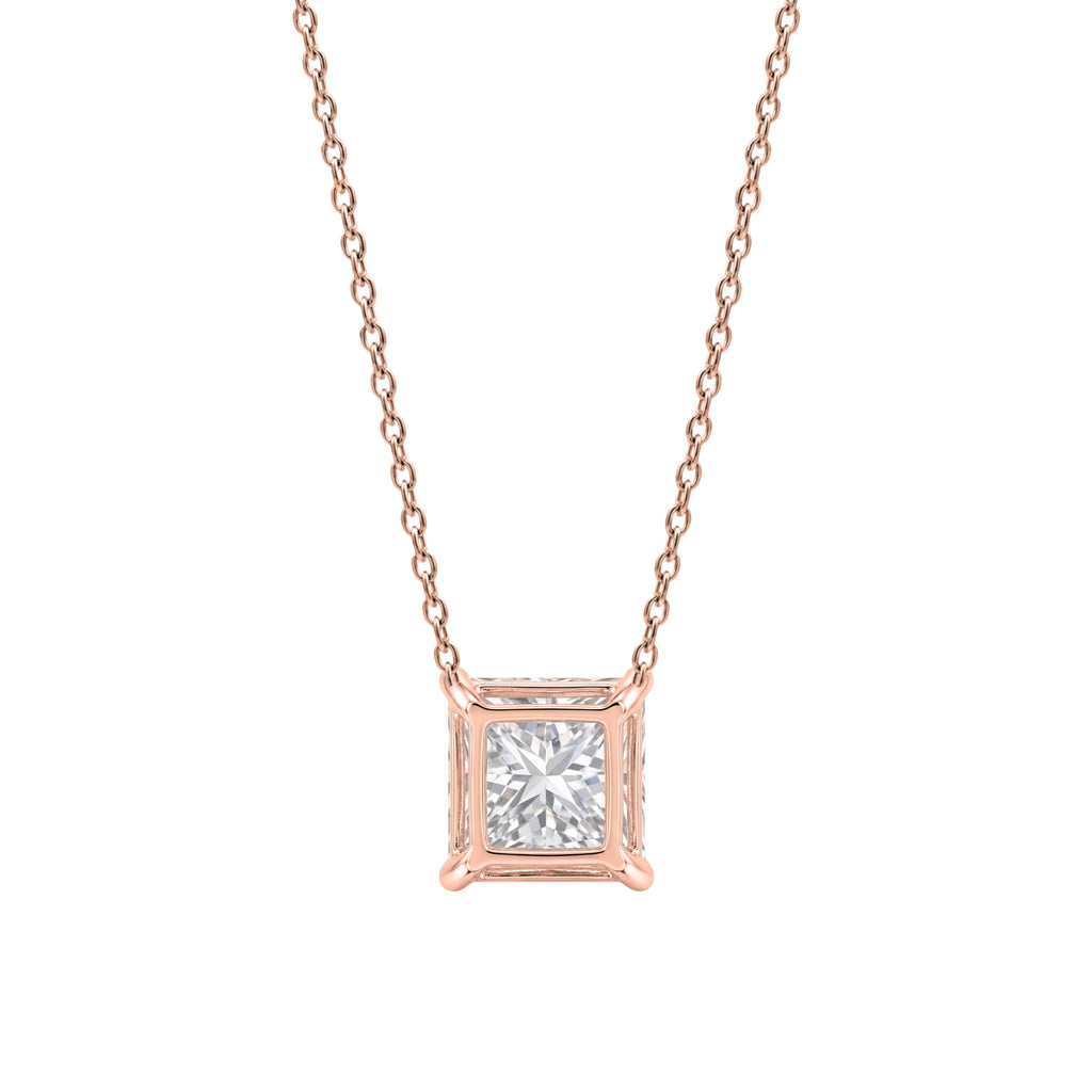 1-6 ctw Princess Solitaire Pendant Necklace
