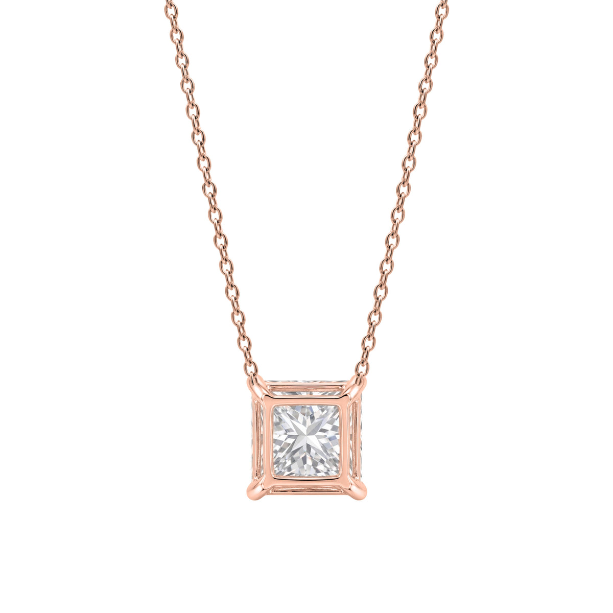 1-6 ctw Princess Solitaire Pendant Necklace