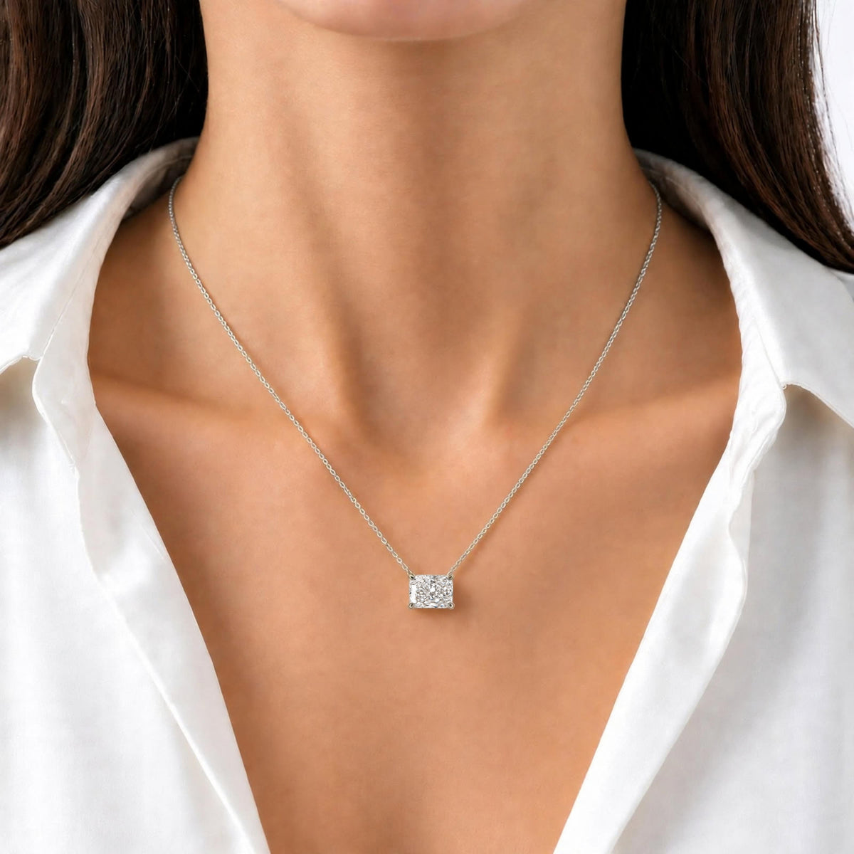 Radiant Solitaire Pendant Necklace