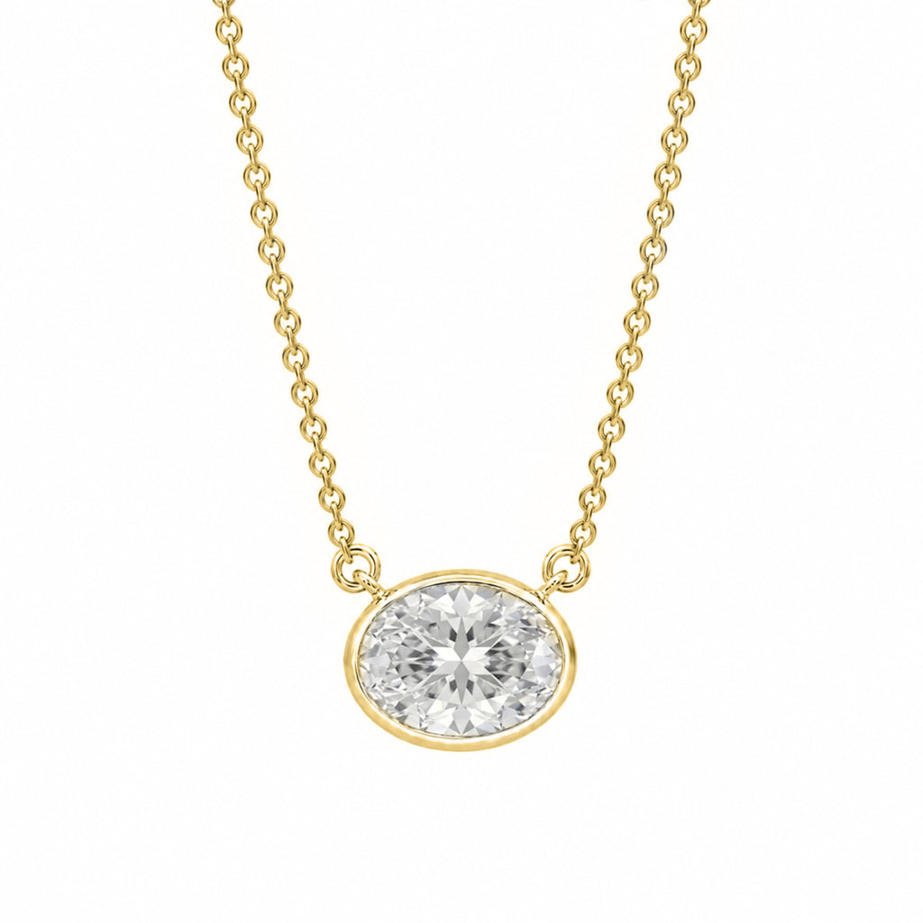 1-6 ctw Mixed Solitaire Bezel Pendant Necklace