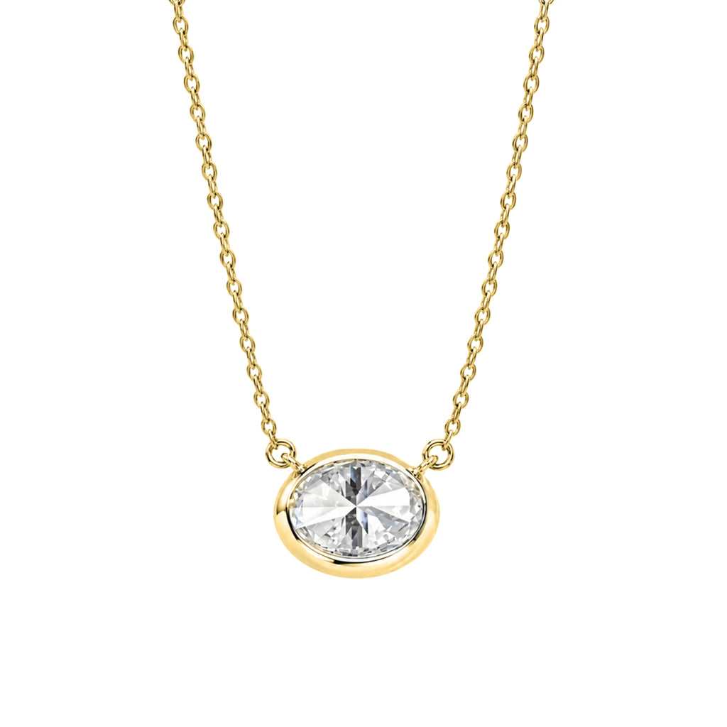 1-6 ctw Mixed Solitaire Bezel Pendant Necklace