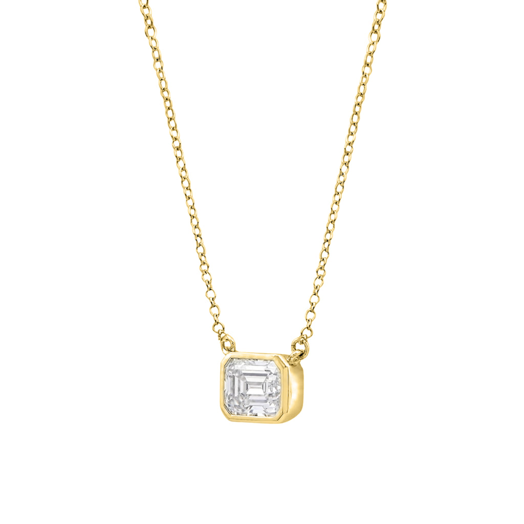 1-6 ctw Mixed Solitaire Bezel Pendant Necklace