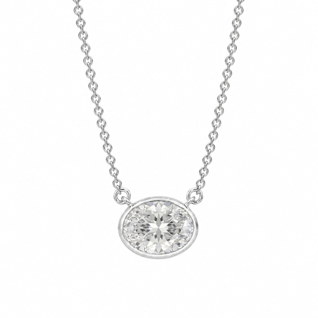 1-6 ctw Mixed Solitaire Bezel Pendant Necklace