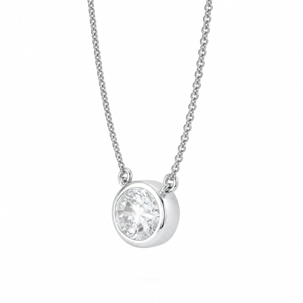 1-6 ctw Mixed Solitaire Bezel Pendant Necklace