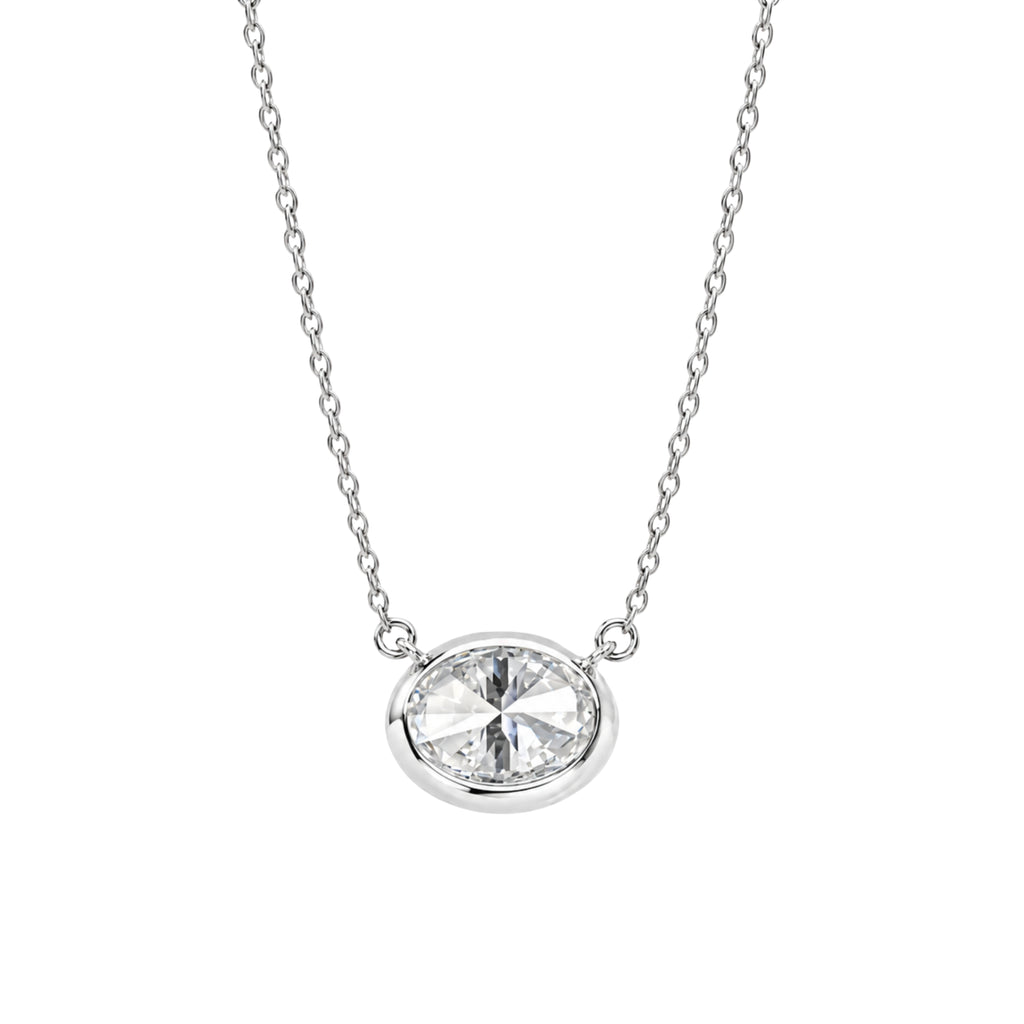 1-6 ctw Mixed Solitaire Bezel Pendant Necklace