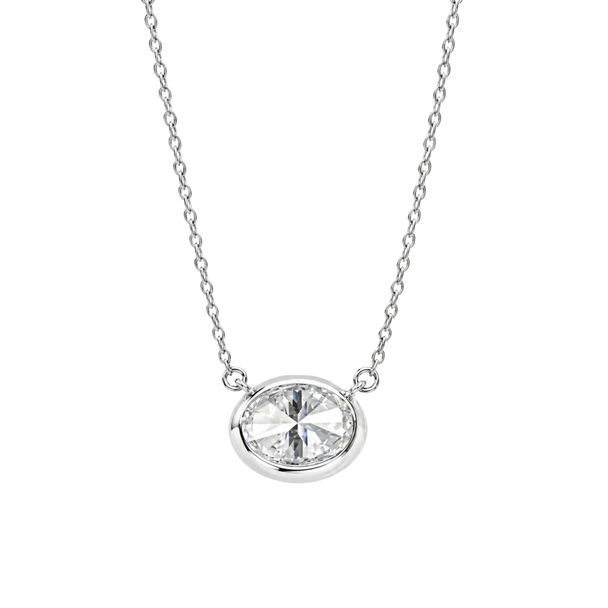 1-6 ctw Mixed Solitaire Bezel Pendant Necklace